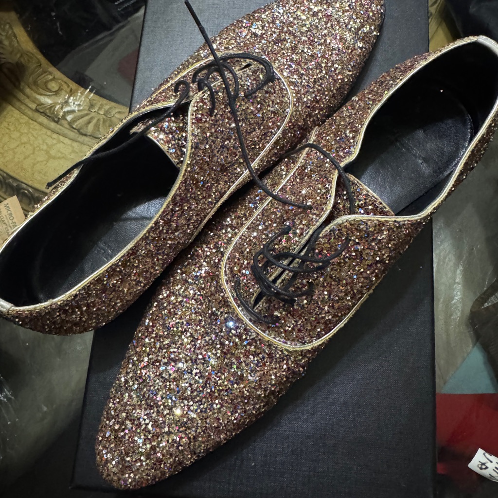Saint Laurent Glitter Oxfords In Multicolor